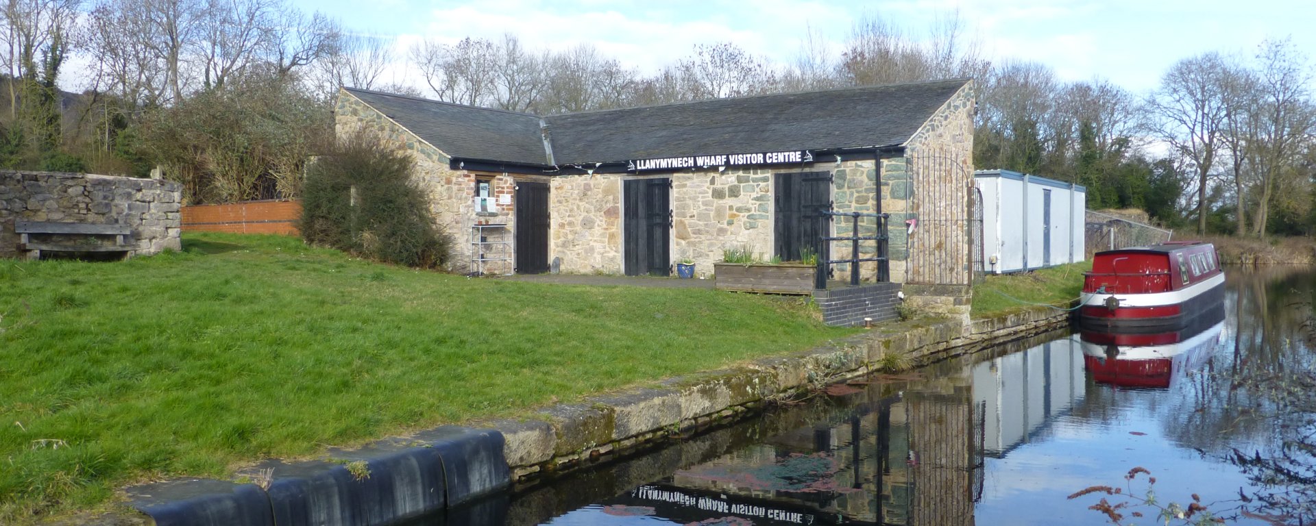 Narrowboat moored at Llanymynech Wharf Visitor Centre